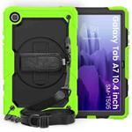 For Samsung Galaxy Tab A7 (2020) T500/T505 Shockproof Colorful Silicone + PC Protective Case with Holder & Shoulder Strap & Hand Strap & Pen Slot(Yellow Green)