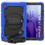 For Samsung Galaxy Tab A7 (2020) T500/T505 Shockproof Colorful Silicone + PC Protective Case with Holder & Shoulder Strap & Hand Strap & Pen Slot(Blue)