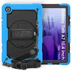 For Samsung Galaxy Tab A7 (2020) T500/T505 Shockproof Colorful Silicone + PC Protective Case with Holder & Shoulder Strap & Hand Strap & Pen Slot(Light Blue)