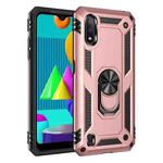 For Samsung Galaxy M01 Shockproof TPU + PC Protective Case with 360 Degree Rotating Holder(Rose Gold)
