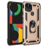 For Google Pixel 5 XL Shockproof TPU + PC Protective Case with 360 Degree Rotating Holder(Gold)