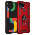 For Google Pixel 5 XL Shockproof TPU + PC Protective Case with 360 Degree Rotating Holder(Red)