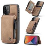 CaseMe C20 Multifunctional PC + TPU Protective Case with Holder & Card Slot & Wallet For iPhone 12 mini(Brown)