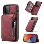 For iPhone 12 mini CaseMe C20 Multifunctional PC + TPU Protective Case with Holder & Card Slot & Wallet (Red)