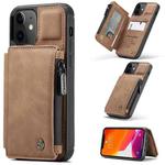 CaseMe C20 Multifunctional PC + TPU Protective Case with Holder & Card Slot & Wallet For iPhone 12 / 12 Pro(Brown)