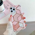 For iPhone 11 Plating Splicing Pattern Soft TPU Protective Case (Pink Lattice)