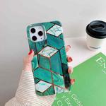 For iPhone 11 Plating Splicing Pattern Soft TPU Protective Case (Dark Green Lattice)