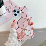 Plating Splicing Pattern Soft TPU Protective Case for iPhone 11 Pro Max(Pink Lattice)