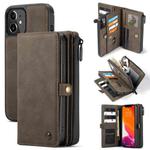 CaseMe 018 Detachable Multi-functional Horizontal Flip Leather Case, with Card Slot & Holder & Zipper Wallet & Photo Frame For iPhone 12 mini(Brown)