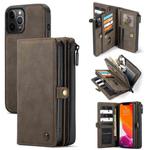 For iPhone 12 / 12 Pro CaseMe 018 Detachable Multi-functional Horizontal Flip Leather Case, with Card Slot & Holder & Zipper Wallet & Photo Frame(Brown)