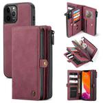 For iPhone 12 / 12 Pro CaseMe 018 Detachable Multi-functional Horizontal Flip Leather Case, with Card Slot & Holder & Zipper Wallet & Photo Frame(Red)