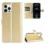 For iPhone 12 / 12 Pro Crazy Horse Texture Horizontal Flip Leather Case with Holder & Card Slots & Wallet & Lanyard(Gold)