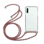 For Samsung Galaxy Note10 Four-Corner Anti-Fall Transparent TPU Protective Case with Lanyard(Red Grey)