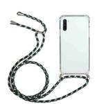 For Samsung Galaxy Note10 Four-Corner Anti-Fall Transparent TPU Protective Case with Lanyard(Green Black)