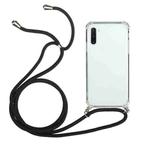 For Samsung Galaxy Note10 Four-Corner Anti-Fall Transparent TPU Protective Case with Lanyard(Black)