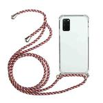 For Samsung Galaxy Note20 Four-Corner Anti-Fall Transparent TPU Protective Case with Lanyard(Red Grey)