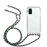 For Samsung Galaxy Note20 Four-Corner Anti-Fall Transparent TPU Protective Case with Lanyard(Green Black)