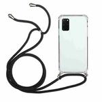 For Samsung Galaxy Note20 Four-Corner Anti-Fall Transparent TPU Protective Case with Lanyard(Black)
