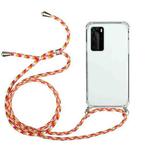 For Samsung Galaxy Note20 Ultra Four-Corner Anti-Fall Transparent TPU Protective Case with Lanyard(Orange Yellow)
