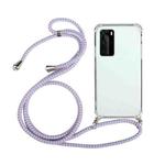 For Samsung Galaxy Note20 Ultra Four-Corner Anti-Fall Transparent TPU Protective Case with Lanyard(Purple)