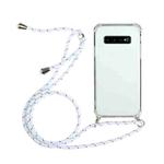 For Samsung Galaxy S10 Four-Corner Anti-Fall Transparent TPU Protective Case with Lanyard(White)