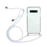 For Samsung Galaxy S10+ Four-Corner Anti-Fall Transparent TPU Protective Case with Lanyard(White)
