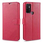 For OPPO A32 / A53 (2020) AZNS Sheepskin Texture Horizontal Flip Leather Case with Holder & Card Slots & Wallet(Red)
