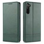 For OPPO A91 AZNS Magnetic Calf Texture Horizontal Flip Leather Case with Card Slots & Holder & Wallet(Dark Green)