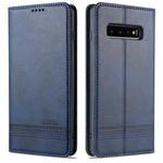 For Samsung Galaxy S10 AZNS Magnetic Calf Texture Horizontal Flip Leather Case with Card Slots & Holder & Wallet(Dark Blue)