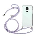 For Huawei Mate 30 Lite Four-Corner Anti-Fall Transparent TPU Protective Case with Lanyard(Purple)