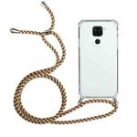 For Huawei Mate 30 Lite Four-Corner Anti-Fall Transparent TPU Protective Case with Lanyard(Brown Yellow)