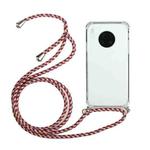 For Huawei Mate 30 Four-Corner Anti-Fall Transparent TPU Protective Case with Lanyard(Red Grey)