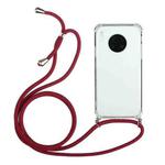 For Huawei Mate 30 Four-Corner Anti-Fall Transparent TPU Protective Case with Lanyard(Red)
