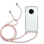 For Huawei Mate 30 Four-Corner Anti-Fall Transparent TPU Protective Case with Lanyard(Pink)