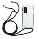 For Huawei P40 Four-Corner Anti-Fall Transparent TPU Protective Case with Lanyard(Black)