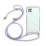 For Huawei P40 Lite Four-Corner Anti-Fall Transparent TPU Protective Case with Lanyard(Purple)
