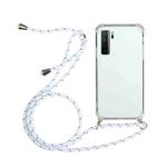 For Huawei P40 Lite 5G Four-Corner Anti-Fall Transparent TPU Protective Case with Lanyard(White)