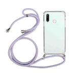 For Huawei Y7p Four-Corner Anti-Fall Transparent TPU Protective Case with Lanyard(Purple)