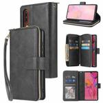 For Huawei P30 Zipper Wallet Bag Horizontal Flip PU Leather Case with Holder & 9 Card Slots & Wallet & Lanyard & Photo Frame(Black)