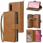 For Huawei P30 Zipper Wallet Bag Horizontal Flip PU Leather Case with Holder & 9 Card Slots & Wallet & Lanyard & Photo Frame(Brown)