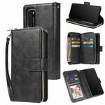 For Huawei P40 Zipper Wallet Bag Horizontal Flip PU Leather Case with Holder & 9 Card Slots & Wallet & Lanyard & Photo Frame(Black)