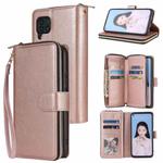 For Huawei P40 Lite Zipper Wallet Bag Horizontal Flip PU Leather Case with Holder & 9 Card Slots & Wallet & Lanyard & Photo Frame(Rose Gold)