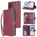 For Huawei P40 Lite Zipper Wallet Bag Horizontal Flip PU Leather Case with Holder & 9 Card Slots & Wallet & Lanyard & Photo Frame(Wine Red)