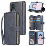 For Huawei P40 Lite Zipper Wallet Bag Horizontal Flip PU Leather Case with Holder & 9 Card Slots & Wallet & Lanyard & Photo Frame(Blue)