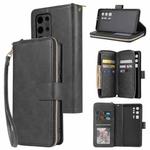 For Huawei P40 Pro+ Zipper Wallet Bag Horizontal Flip PU Leather Case with Holder & 9 Card Slots & Wallet & Lanyard & Photo Frame(Black)