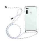 For Motorola Moto G8 Four-Corner Anti-Fall Transparent TPU Protective Case with Lanyard(White)