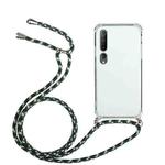 For Xiaomi Mi 10 Four-Corner Shockproof Transparent TPU Protective Case with Lanyard(Green Black)