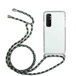 For Xiaomi Mi Note 10 Lite Four-Corner Shockproof Transparent TPU Protective Case with Lanyard(Green Black)