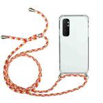 For Xiaomi Mi Note 10 Lite Four-Corner Shockproof Transparent TPU Protective Case with Lanyard(Orange Yellow)