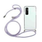 For Xiaomi Mi Note 10 Lite Four-Corner Shockproof Transparent TPU Protective Case with Lanyard(Purple)